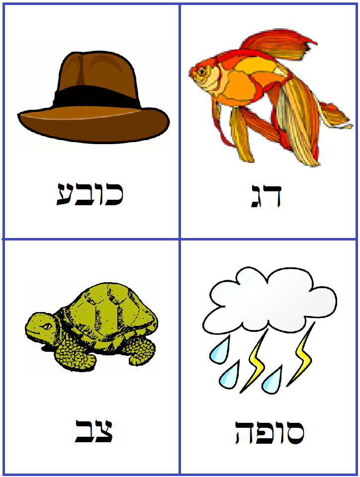 Hebrew vocabulary cards