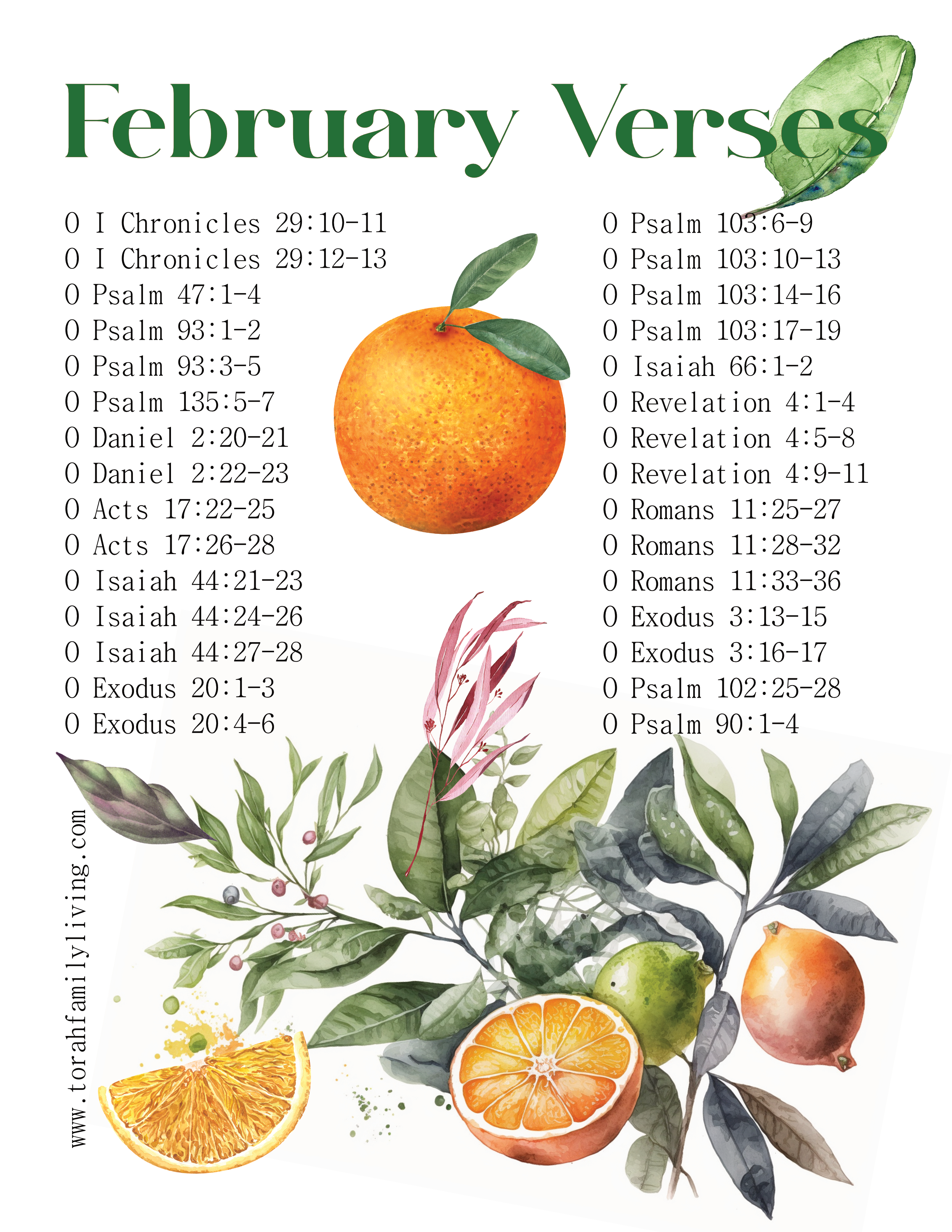 citrus fruit and verse list to copy