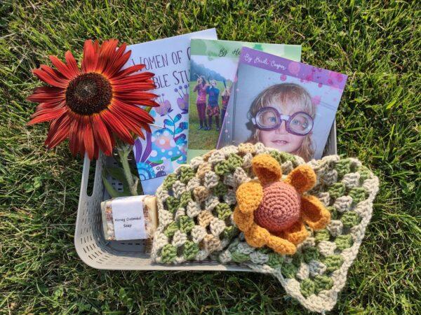 New Mom gift basket sunflower